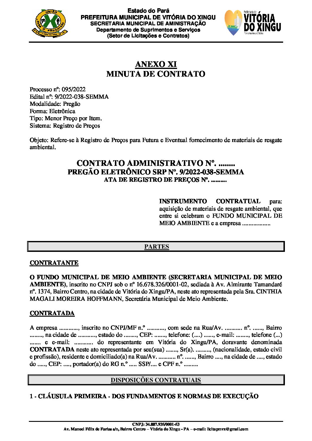 minuta de contrato - Prefeitura Municipal de São Domingos do Capim